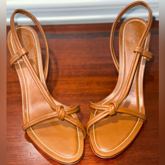 RALPH LAUREN POLO, BROWN, LEATHER, WOMEN’S DESIGNER HIGH-HEEL SANDALS  Size: 10B - Picture 3 of 13